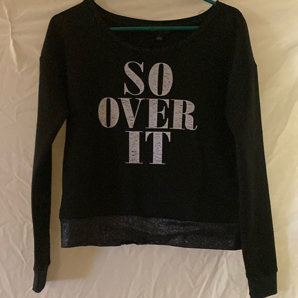 Black Crew Neck Sweater with Bold Text